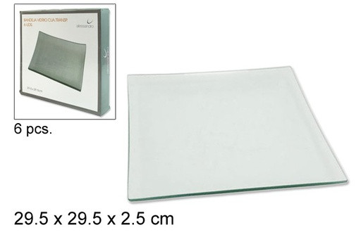 [105640] clear square glass tray 30cm