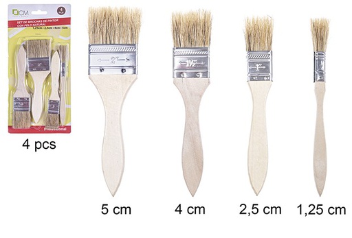 [110114] Pack 4 brochas de pintor con pelo natural medidas surtidas