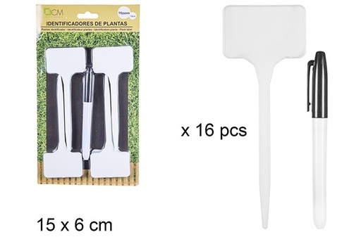 [110125] Pack 16 etichette per piante con pennarello 15 cm