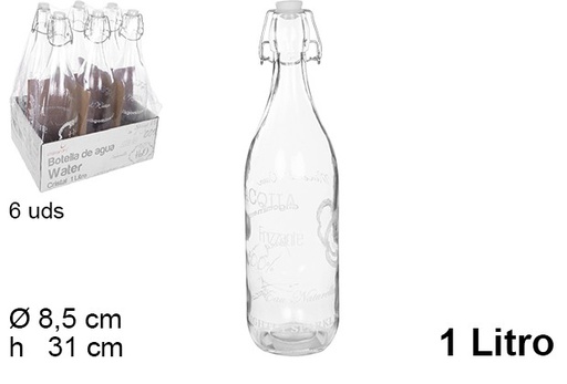 [109181] Flacon verre décorée avec bouchon mécanique 1 l.