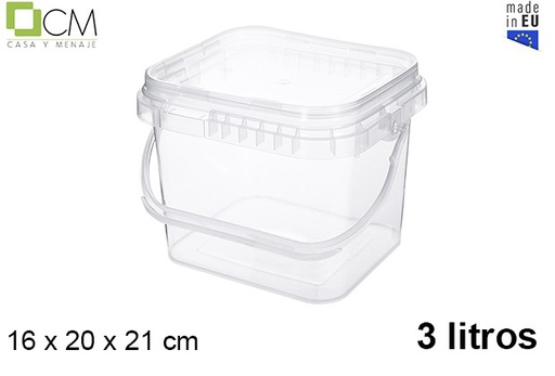 [110464] Récipient en plastique multi-usages carré 3.000 ml