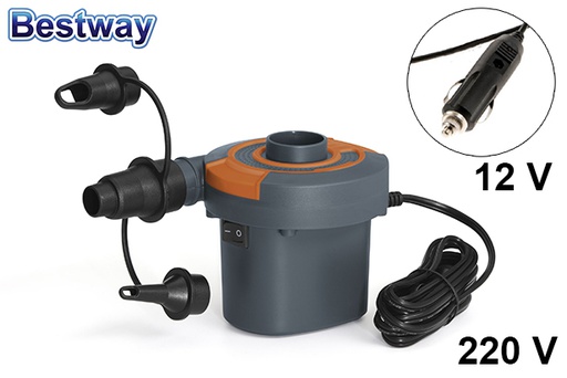 [204979] Hinchador eléctrico con conexión mechero coche con adaptadores válvulas 220 V