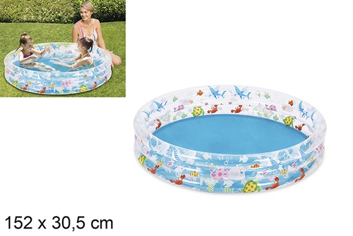 [205048] Piscine gonflable à 3 anneaux d'enfant 152 cm