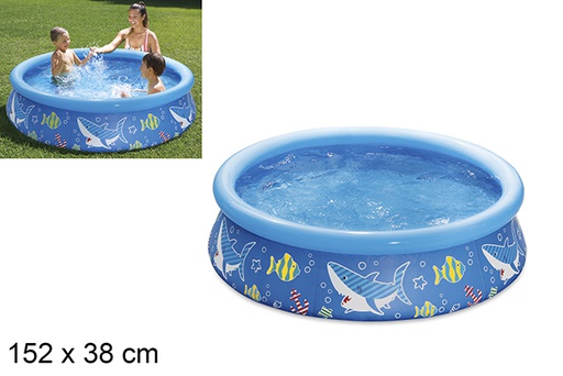 [205050] Piscina inflável infantil decorada em azul 152x38 cm