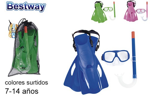 [204947] Pack gafas + tubo + aletas buceo junior