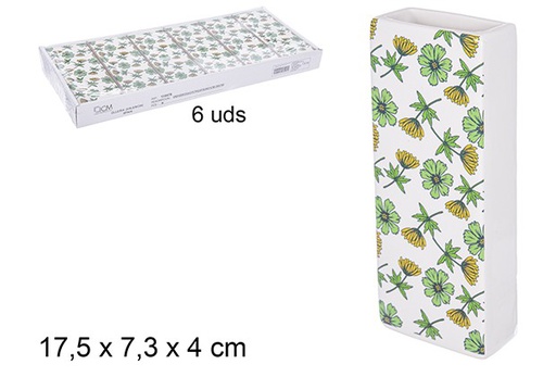 [110478] Humidificador cerámica rectangular decorado crisantemo