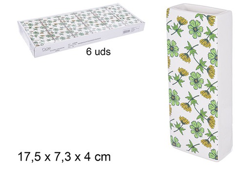 [110478] Umidificatore rettangolare in ceramica decorato crisantemi