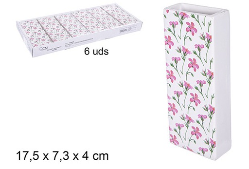 [110479] Umidificador retangular de cerâmica decorado com lírios
