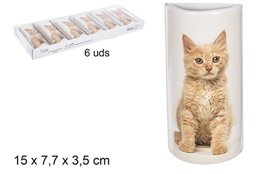 [110484] Humidificador cerámica semicírculo decorado gato