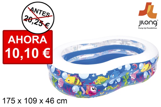 [110658] Piscina gonfiabile decorata con fondale marino 175x109 cm