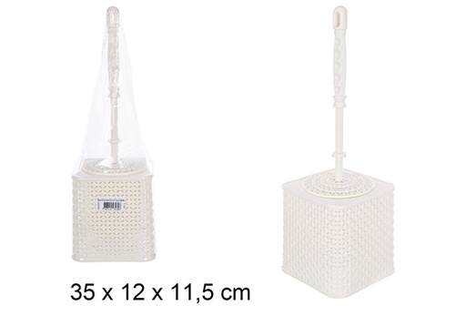 [110711] Beige square plastic toilet brush holder