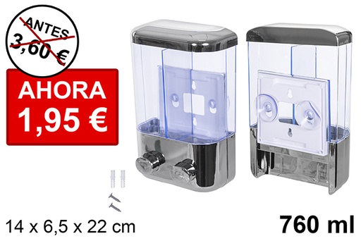 [108684] Dispensador de jabón líquido doble plata 760 ml