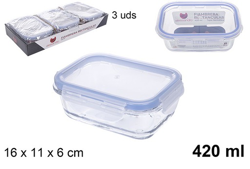 [110550] Lunch box en verre hermetique rectangulaire 420 ml