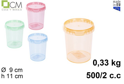 [110834] Recipiente plástico multiuso em cores translúcidas 500 ml (0,33 kg)