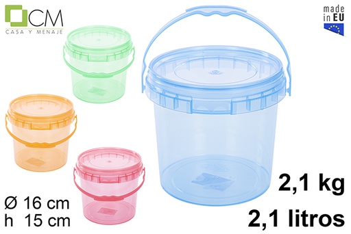 [110837] Multipurpose plastic container in translucent colors 2.100 ml (2,1 kg)