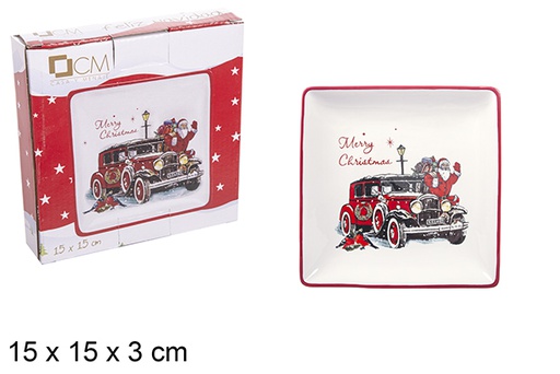 [111024] Square ceramic tray with Santa Claus 15 cm