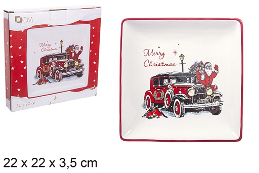 [111025] Square ceramic tray with Santa Claus 22 cm