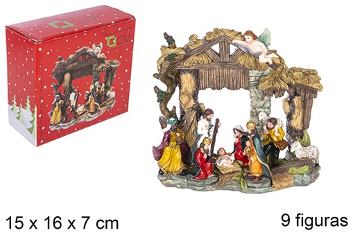 [110717] Portail de la Nativité 9 figurines 15 cm