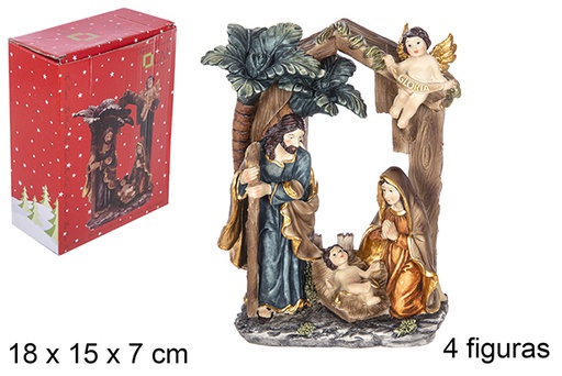 [110720] Portail de la Nativité 4 figurines 18 cm