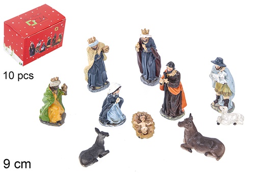 [110929] Pack 10 pieces resin Nativity scene 9 cm  