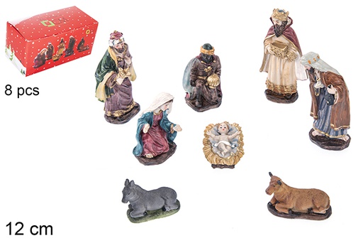 [110932] Pack 8 pieces resin Nativity scene 12 cm  