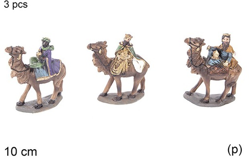 [110933] Juego 3 reyes magos con camello 10cm