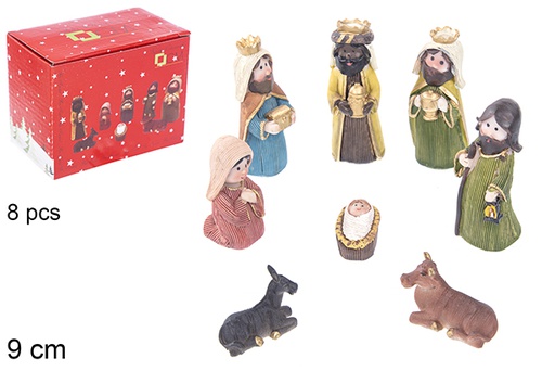 [110934] Pack 8 pieces resin Nativity scene 9 cm  