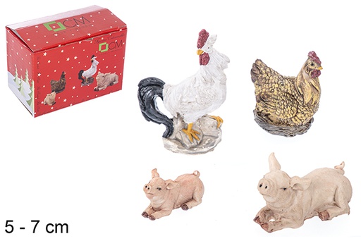 [110940] Pack 4 farm animals for nativity scene 5-7 cm  