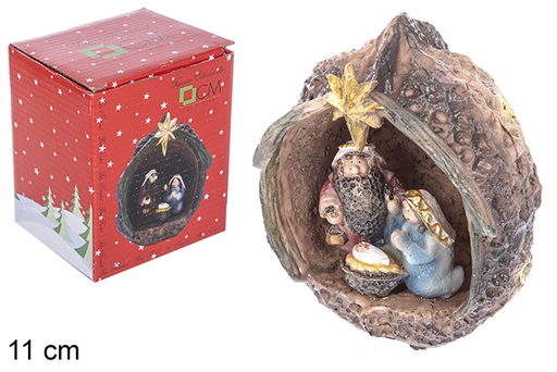 [110941] Nativity scene children's in walnut 11 cm 