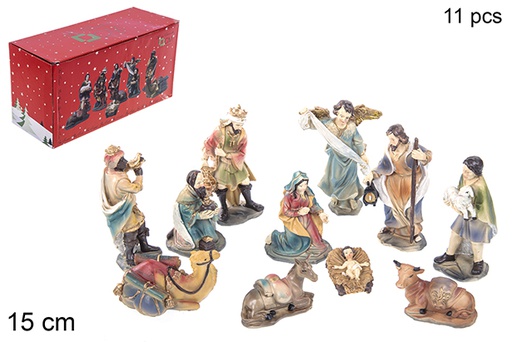 [110953] Pack 11 pieces of resin Nativity 15 cm