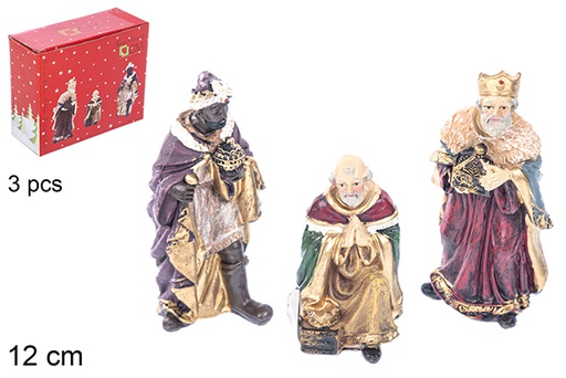 [110966] Pack 3 rois Mages en résine 12 cm  