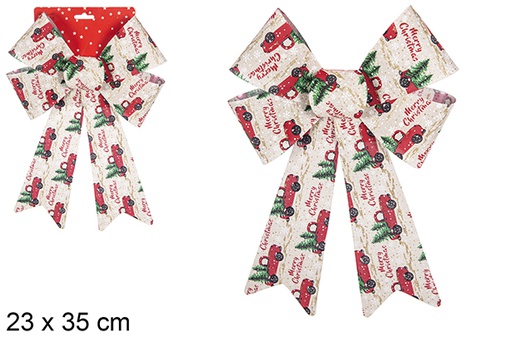 [111087] Christmas bow decorated with cars 23x35 cm