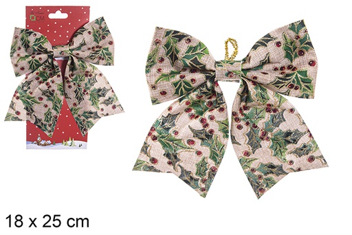 [111088] Fiocco natalizio decorato con fiore Pasquale 18x25 cm