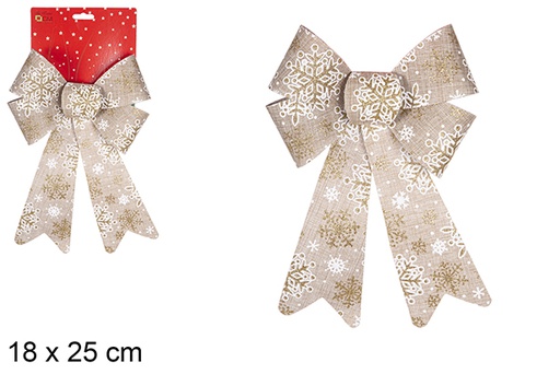 [111093] Gold Christmas bow decorated with snowflakes 18x25 cm