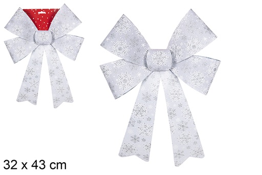 [111096] Laço de Natal prateado decorado com flocos de neve 32x43 cm