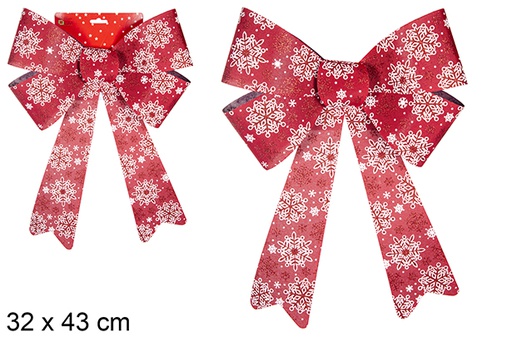 [111101] Red Christmas bow decorated with snowflakes 32x43 cm