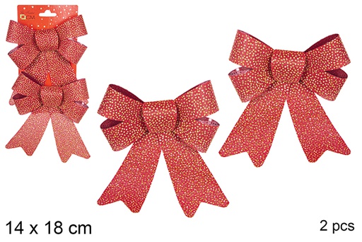 [111119] Pack 2 red glitter Christmas bows 14x18 cm