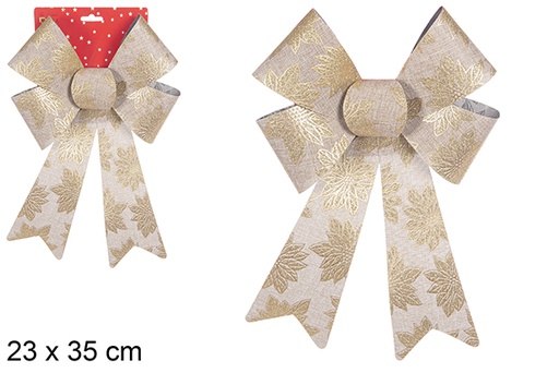 [111122] Gold Christmas bow decorated with flowers 23x35 cm