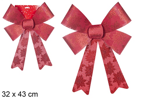 [111131] Lazo Navidad rojo decorado flores 32x43 cm
