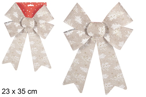 [111137] Gold Christmas bow decorated with tree 23x35 cm