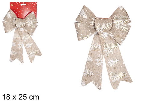 [111138] Gold Christmas bow decorated with tree 18x25 cm