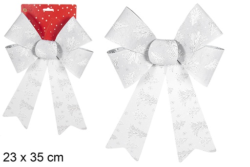 [111142] Silver Christmas bow decorated with tree 23x35 cm