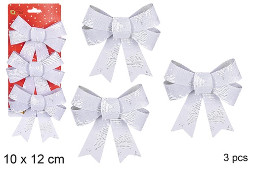 [111145] Pack 3 silver Christmas bows with tree 10x12 cm