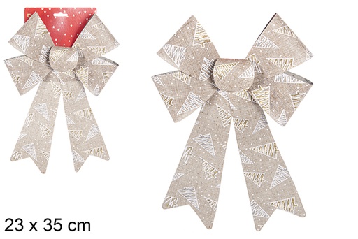 [111152] Fiocco natalizio oro decorato con albero 23x35 cm