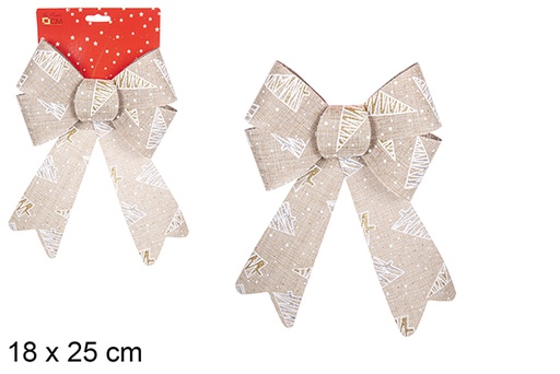 [111153] Gold Christmas bow decorated with tree 18x25 cm