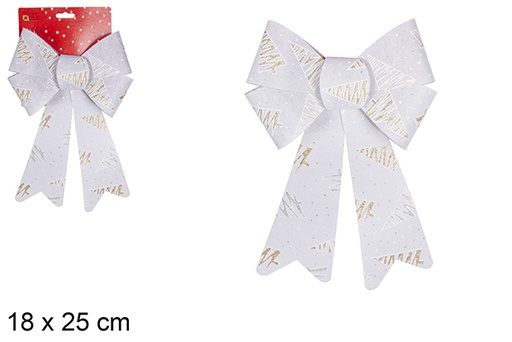 [111158] Silver Christmas bow decorated with tree 18x25 cm