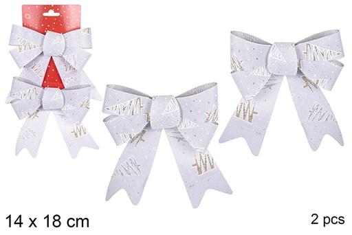 [111159] Pack 2 fiocchi di Natale argento decorati con albero 14x18 cm