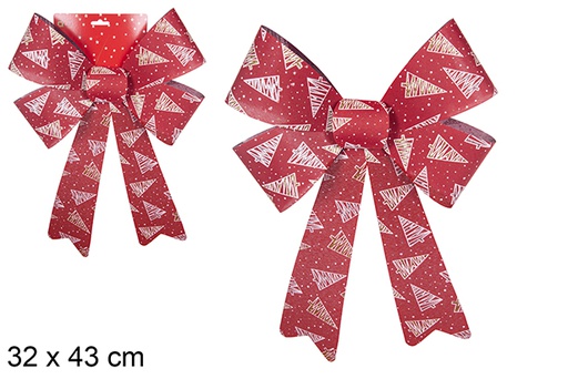 [111161] Laço de Natal vermelho decorado com árvore 32x43 cm