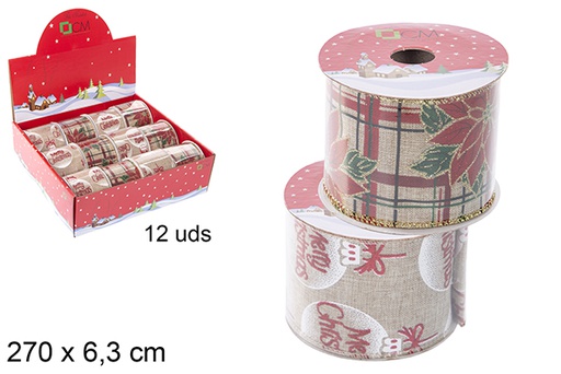 [111197] Christmas ribbon decorated Easter flower/Merry Christmas 270x6,3 cm