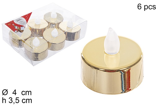 [110420] Pack 6 candele luminose in PVC oro 4 cm